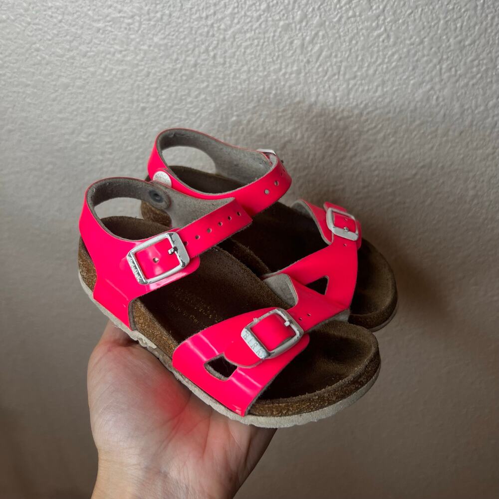 Birkenstock Rio sandals in bright neon pink and white sole 25 / C7